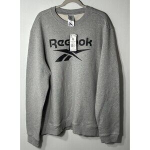 Reebok Sweatshirt Men’s 2XL Gray Spellout Logo Training Casual Classic Pullover